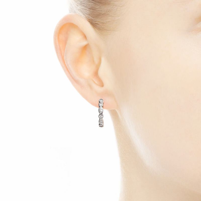 Pandora Alluring Brilliant Marquise Hoop Earrings NZ Sale, Sterling Silver (026497-BGP)